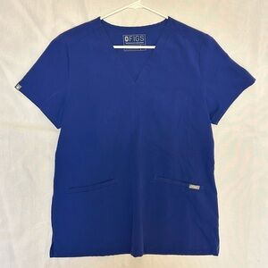Figs Casma Three Pocket Scrub Top Royal Blue
